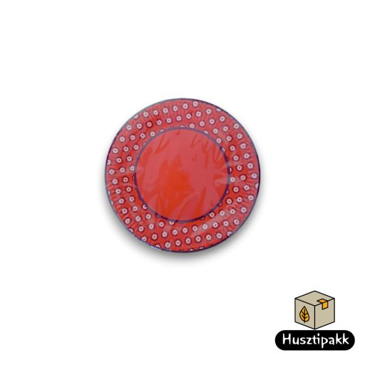 Papírtányér piros lila virágos 23cm 20db