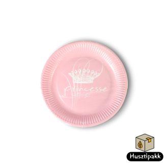 Papírtányér rózsaszín princesse felirat 22,7cm 10db