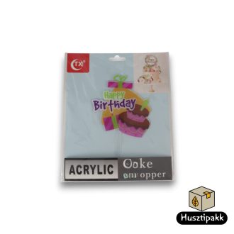 Tortadísz Happy Birthday felirat, színes, műanyag, torta