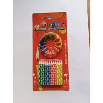 Gyertya, talppal zöld, kék, piros, sárga 6,5cm 24db