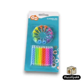   Gyertya, talppal kék, zöld, sárga, rózsaszín, lila 6cm 24db