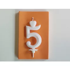 Számgyertya talppal fehér, 5