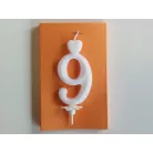 Számgyertya talppal fehér, 9
