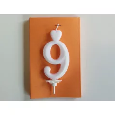 Számgyertya talppal fehér, 9