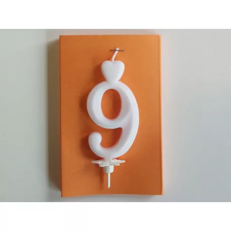 Számgyertya talppal fehér, 9