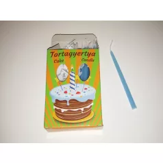 Szálas gyertya talppal kék 15db