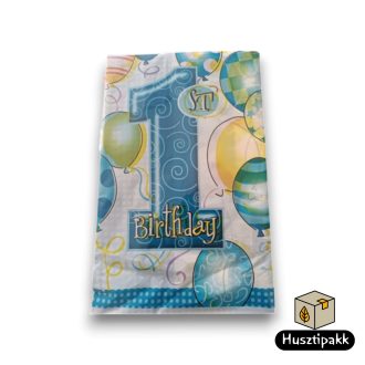 Terítő fólia  szülinapi, kék, 1st birthday felirat