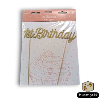 Tortadísz 1st Birthday felirat, arany 21cm