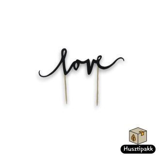 Tortadísz love felirat, fekete 17,5cm