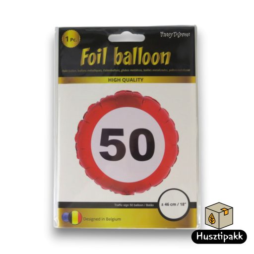 Fólia lufi tábla, 50as piros tábla 46cm