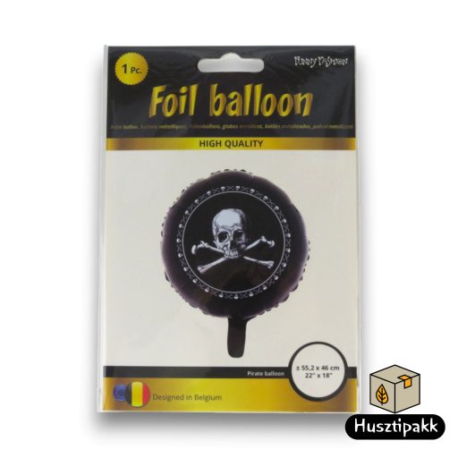 Fólia lufi Halálfej fekete kerek 46cm