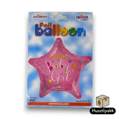 Fólia lufi Baby Girl rózsaszín csillag 46cm