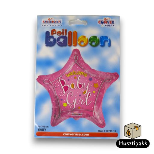 Fólia lufi Baby Girl rózsaszín csillag 46cm