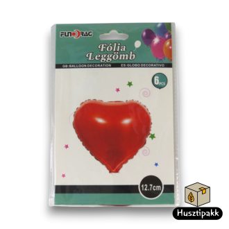 Fólia lufi Piros szív alakú 13cm