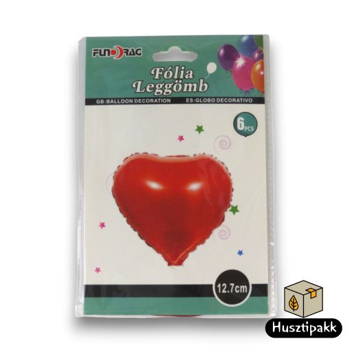 Fólia lufi Piros szív alakú 13cm
