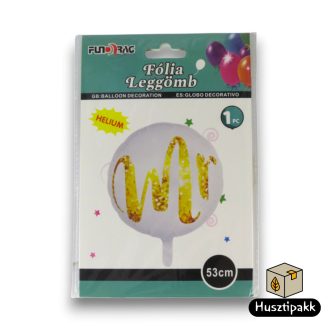 Fólia lufi Mr. arany-fehér kerek 53cm
