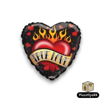 Fólia lufi True Love lángoló szív alakú 46cm