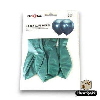 Latex lufi - Zöld, fémes hatású, metál, zöld 30cm 4db