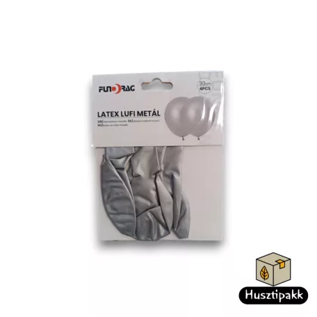 Latex lufi ezüst 30cm 4db