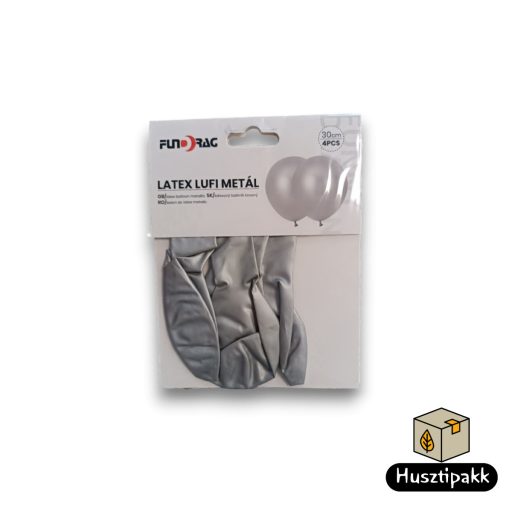 Latex lufi ezüst 30cm 4db