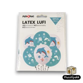 Latex lufi - Delfin, kék fehér 30 6db