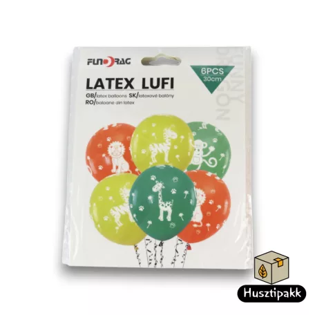 Latex lufi vadállatos, színes 30 6db