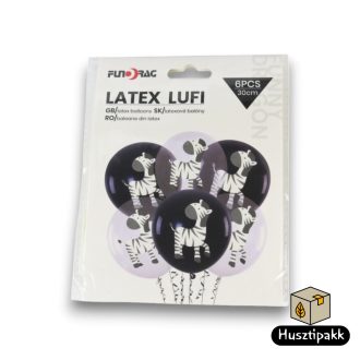 Latex lufi zebra, fekete fehér 30 6db