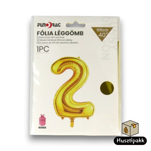 Fólia lufi szám 2, Arany, 105cm