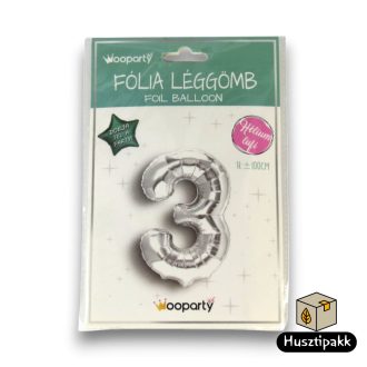 Fólia lufi szám 3, Ezüst, 100cm