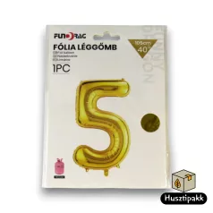 Fólia lufi szám 5, Arany, 100cm