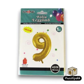 Fólia lufi szám 9, Arany, 105cm