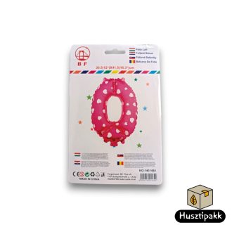 Fólia lufi szám 0, Rózsaszín, 41,5cm
