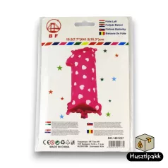 Fólia lufi szám 1, Rózsaszín, 41,5cm