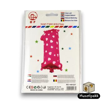 Fólia lufi szám 1, Rózsaszín, 41,5cm