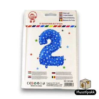 Fólia lufi szám 2, Kék, 45,5cm