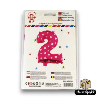 Fólia lufi szám 2, Rózsaszín, 45,5cm