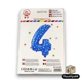 Fólia lufi szám 4, Kék, 45cm