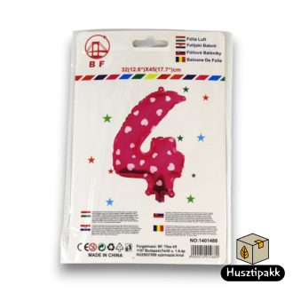 Fólia lufi szám 4, Rózsaszín, 45cm