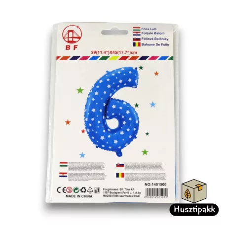 Fólia lufi szám 6, Kék, 46cm