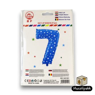 Fólia lufi szám 7, Kék, 42cm