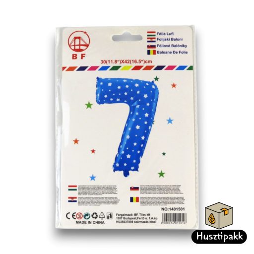 Fólia lufi szám 7, Kék, 42cm