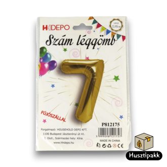 Fólia lufi szám 7, Arany, 35cm
