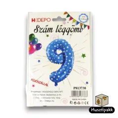 Fólia lufi szám 9, Kék, 35cm