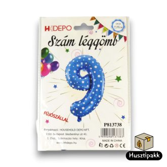 Fólia lufi szám 9, Kék, 35cm