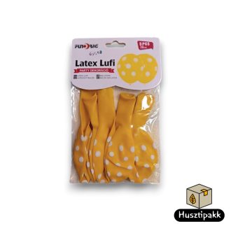 Latex lufi  - Sárga, pöttyös 30cm 5db