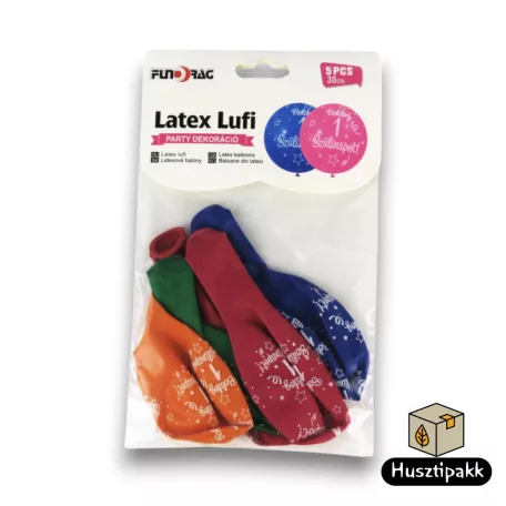 Latex lufi, számos szülinapi, 1, színes 5db