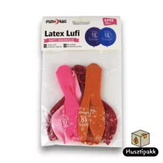 Latex lufi, számos szülinapi, 18, színes 30cm 5db