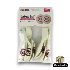 Latex lufi, számos szülinapi, 18, táblás 30cm 6db