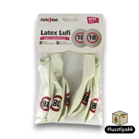 Latex lufi, számos szülinapi, 18, táblás 30cm 6db