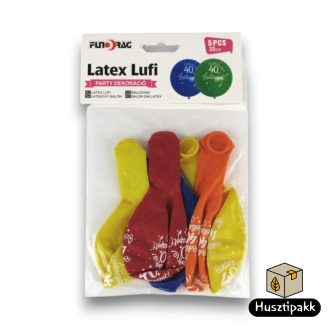 Latex lufi, számos szülinapi, 40, színes 30cm 5db